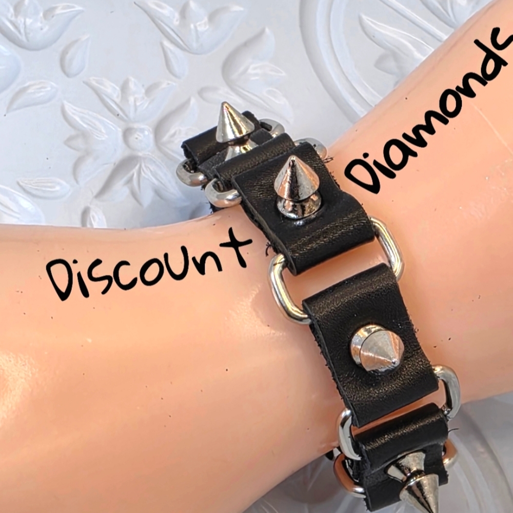 Men's Gothic Style B Black Leather Bracelet